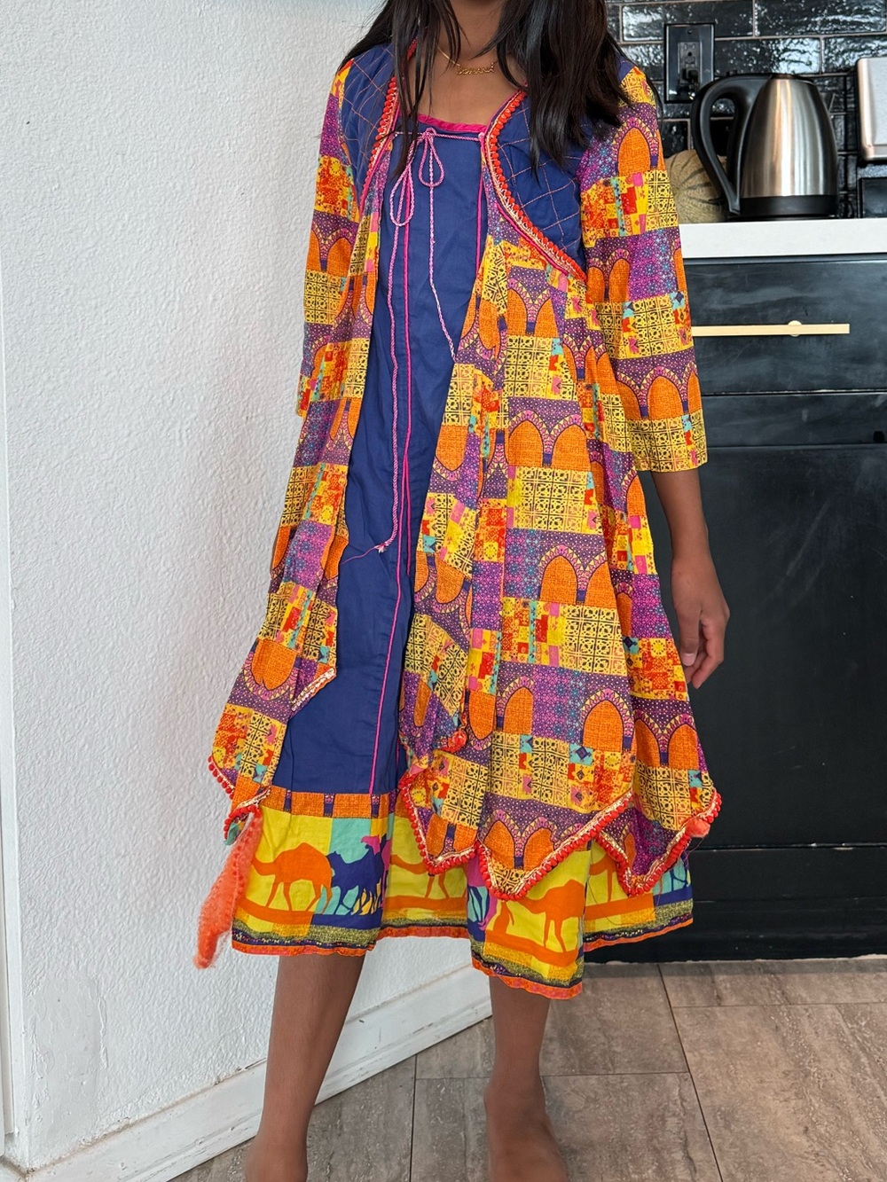 Girls Indo Western 2-piece Cotton Dress with Jacket (size 10-12 years)